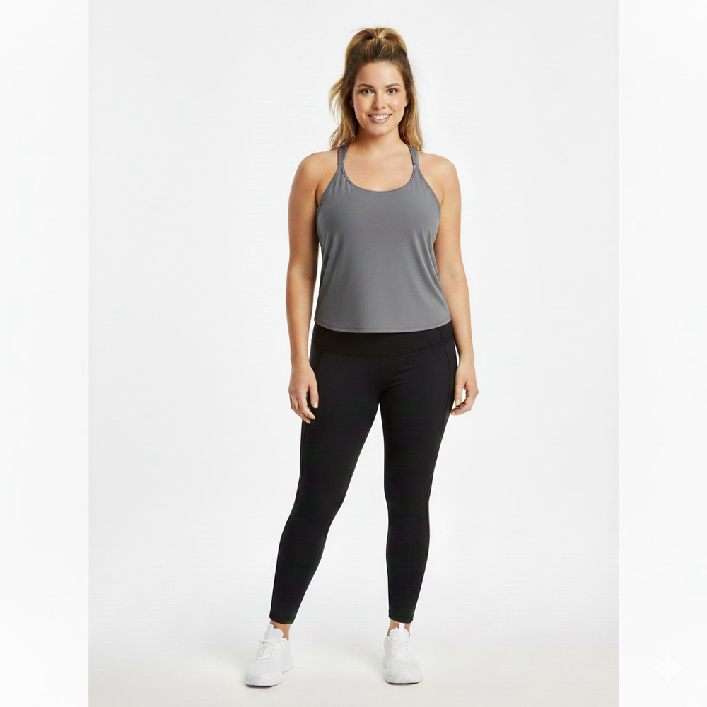 Old Navy Active Powerlite Camisole Tank XL Charcoal Grey NWT Built-in Bra